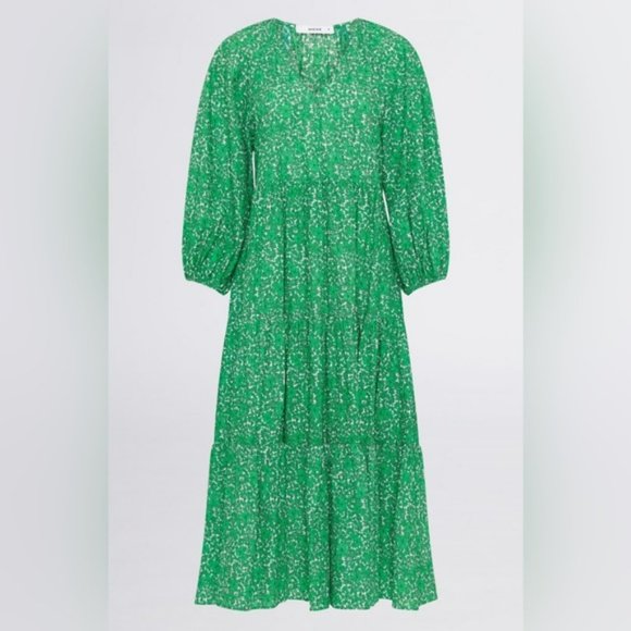 SHEIKE Clover Fields Green Floral Puff Sleeve Tiered Midi Dress NWT - Picture 7 of 16